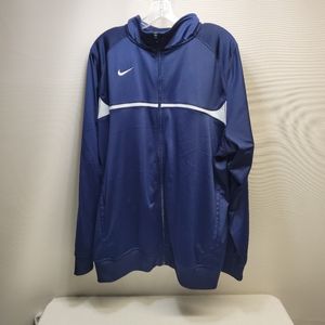 Nike Track Suit Jacket XXL Navy Blue w/ White Accents 100% Polyester Full Zipp